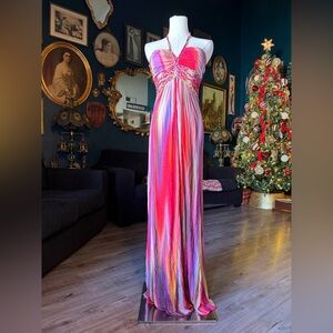 Y2K Sky Tie Dye Halter Maxi Dress- Small